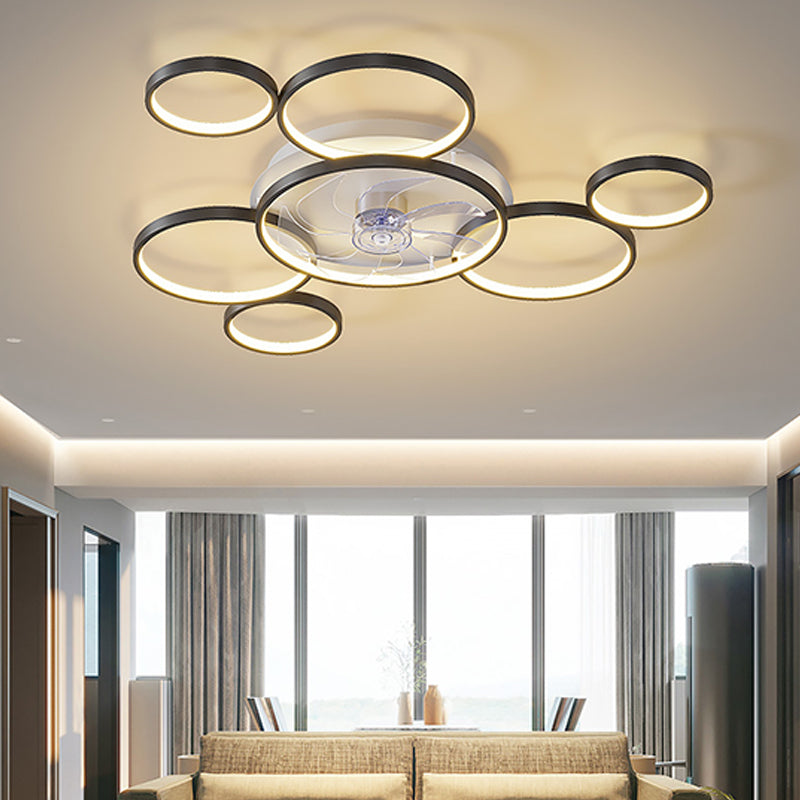 Contemporary Circle Ceiling Fan Light Metal LED Ceiling Fan for Living Room