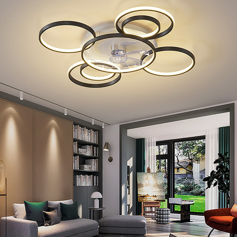 Contemporary Circle Ceiling Fan Light Metal LED Ceiling Fan for Living Room