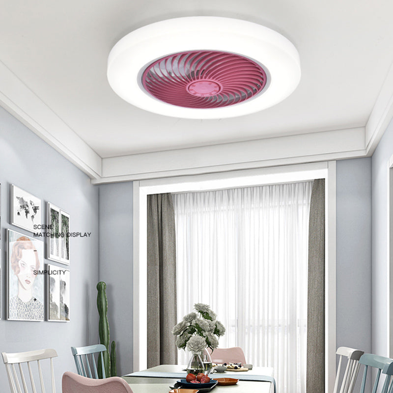 Modern Round Fan Light Metal Colorful Flush Mount Light for Living Room