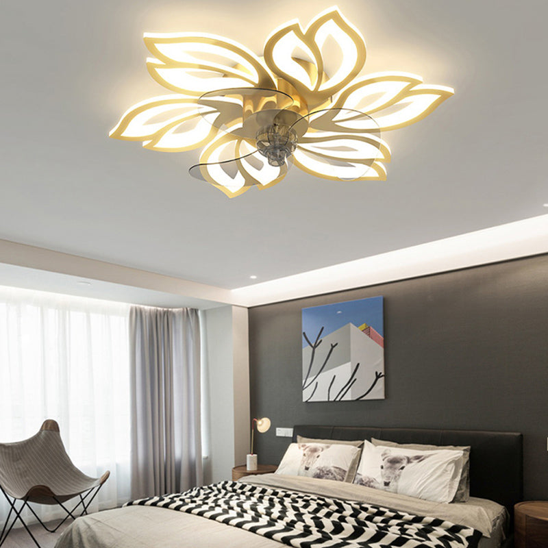 Metal Geometric Fan Light Nordic Style LED Flush Mount Light for Bedroom