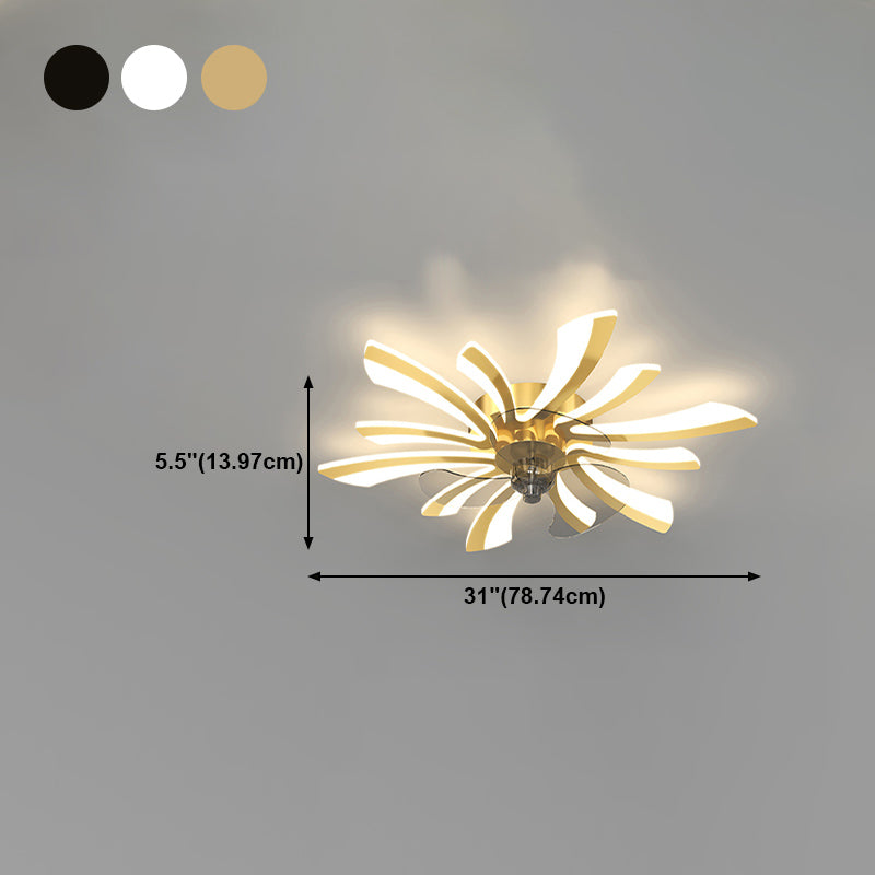 Metal Geometric Fan Light Nordic Style LED Flush Mount Light for Bedroom