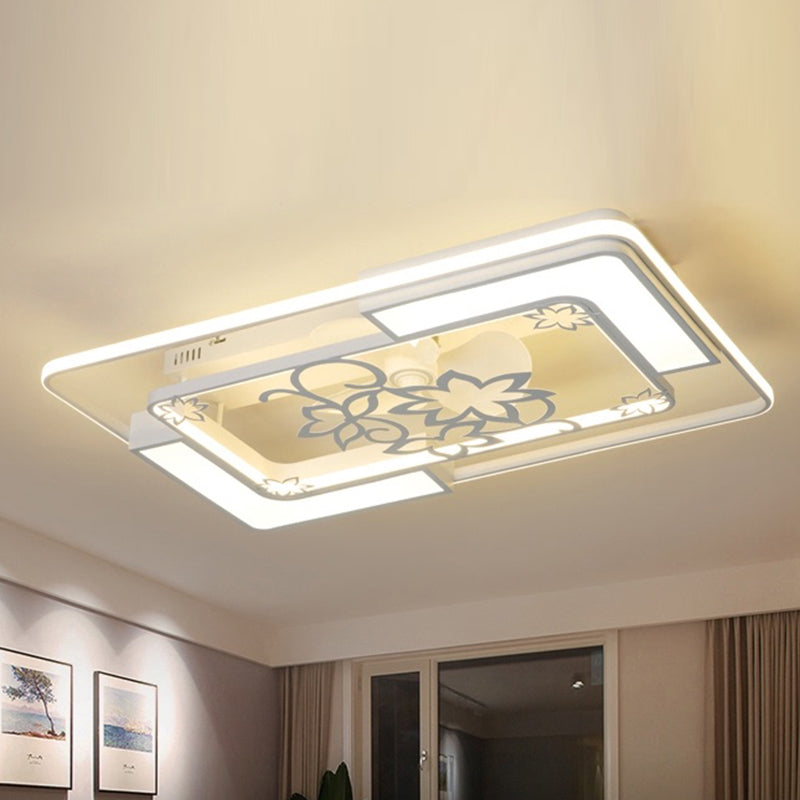 Metal Geometric Fan Light Nordic White LED Flush Mount Light for Bedroom
