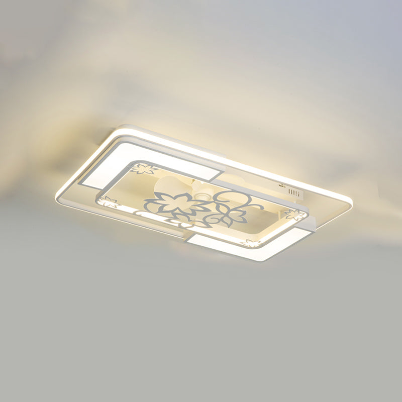 Metal Geometric Fan Light Nordic White LED Flush Mount Light for Bedroom