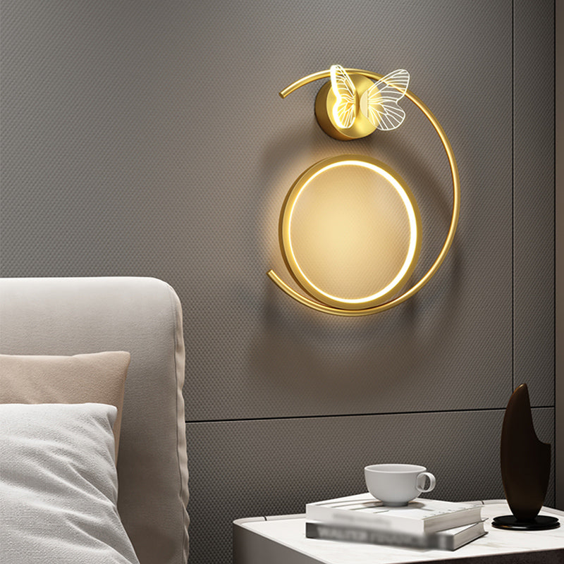 Round Shape Metal Wall Light Modern Style 3 Lights Wall Mount Light