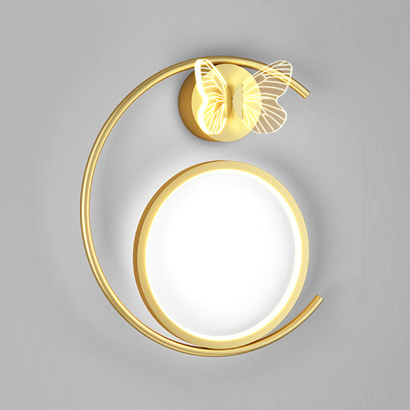 Round Shape Metal Wall Light Modern Style 3 Lights Wall Mount Light