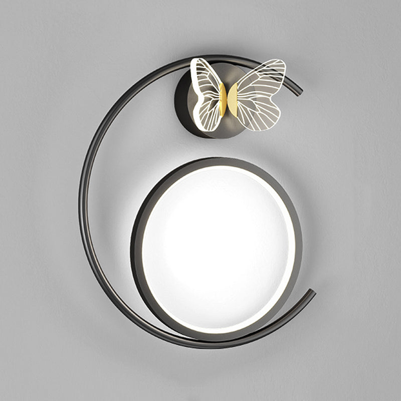 Round Shape Metal Wall Light Modern Style 3 Lights Wall Mount Light