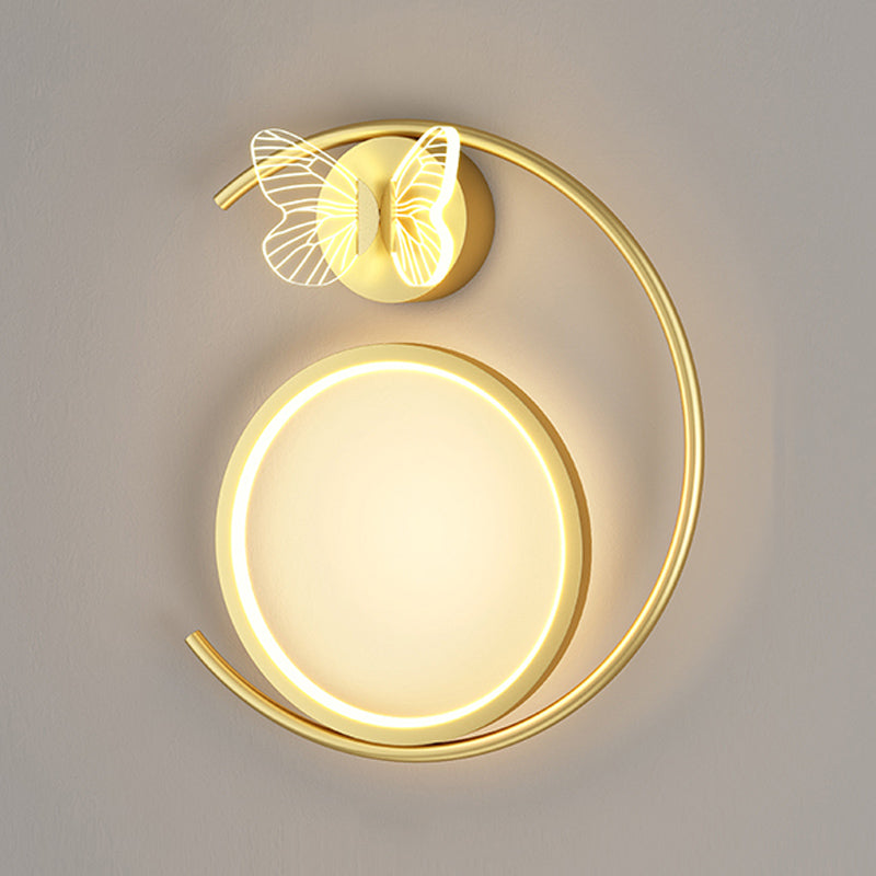 Round Shape Metal Wall Light Modern Style 3 Lights Wall Mount Light