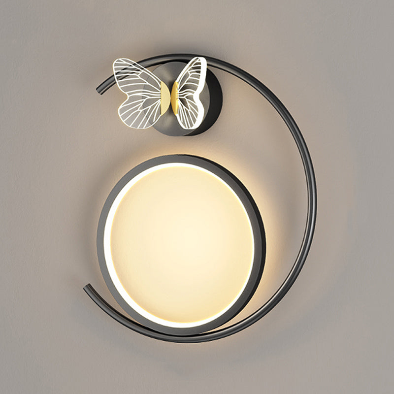 Round Shape Metal Wall Light Modern Style 3 Lights Wall Mount Light