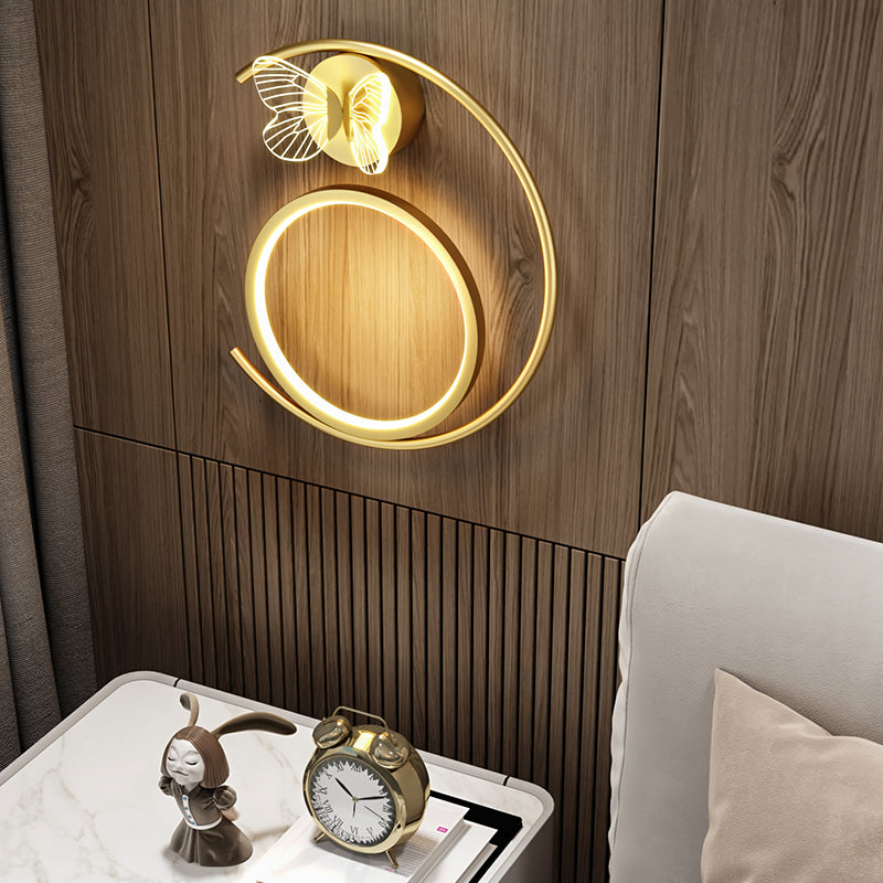 Round Shape Metal Wall Light Modern Style 3 Lights Wall Mount Light