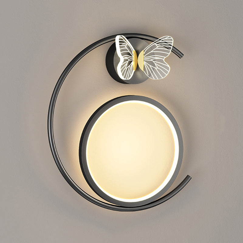 Round Shape Metal Wall Light Modern Style 3 Lights Wall Mount Light