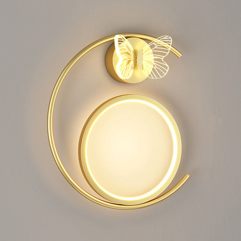 Round Shape Metal Wall Light Modern Style 3 Lights Wall Mount Light