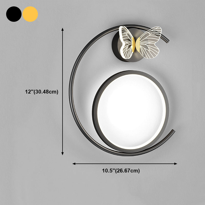 Round Shape Metal Wall Light Modern Style 3 Lights Wall Mount Light