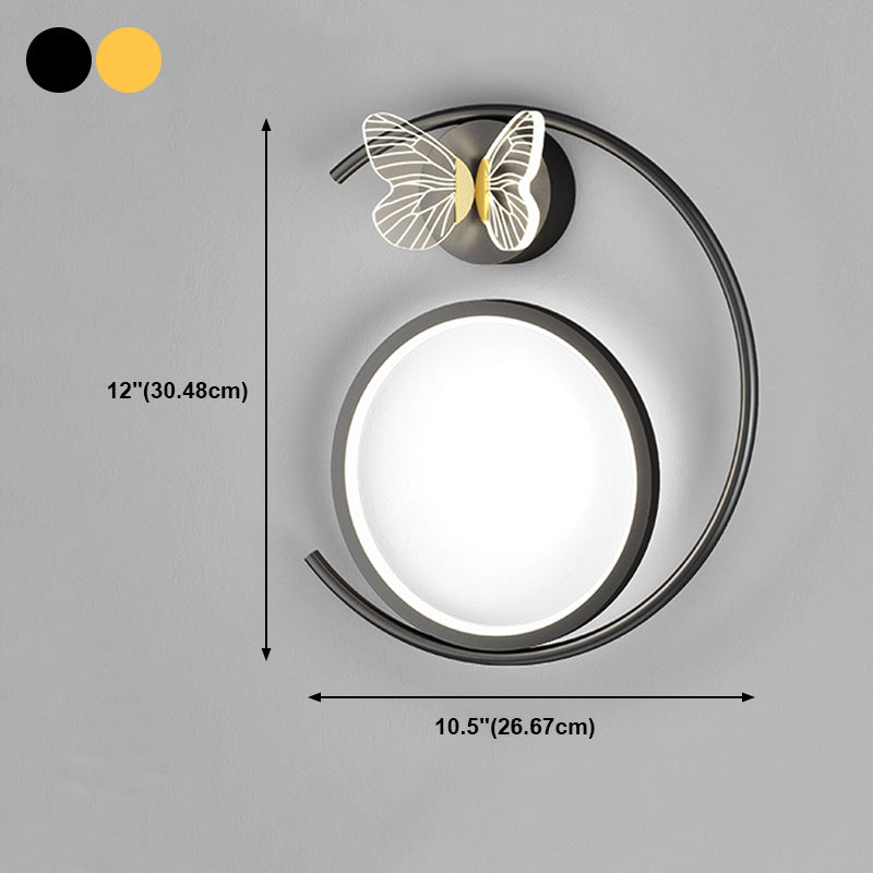 Round Shape Metal Wall Light Modern Style 3 Lights Wall Mount Light