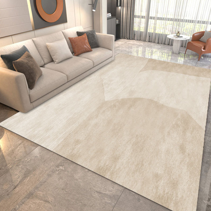 Beige Curve Carpet Polyester Casual Carpet Non-Slip Backing Carpet for Drawing Room