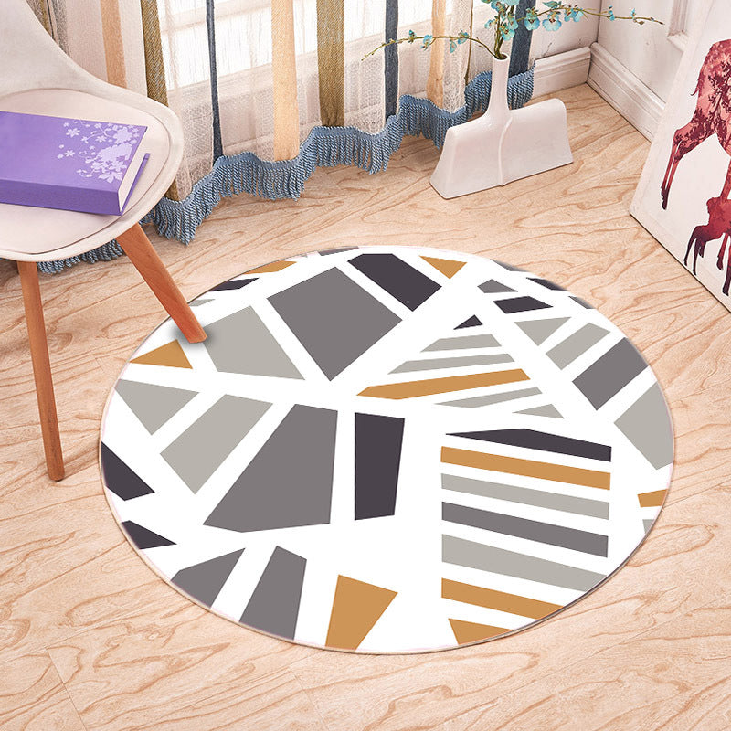 White Irregular Geometry Rug Polyester Simple Rug Washable Rug for Home Decor