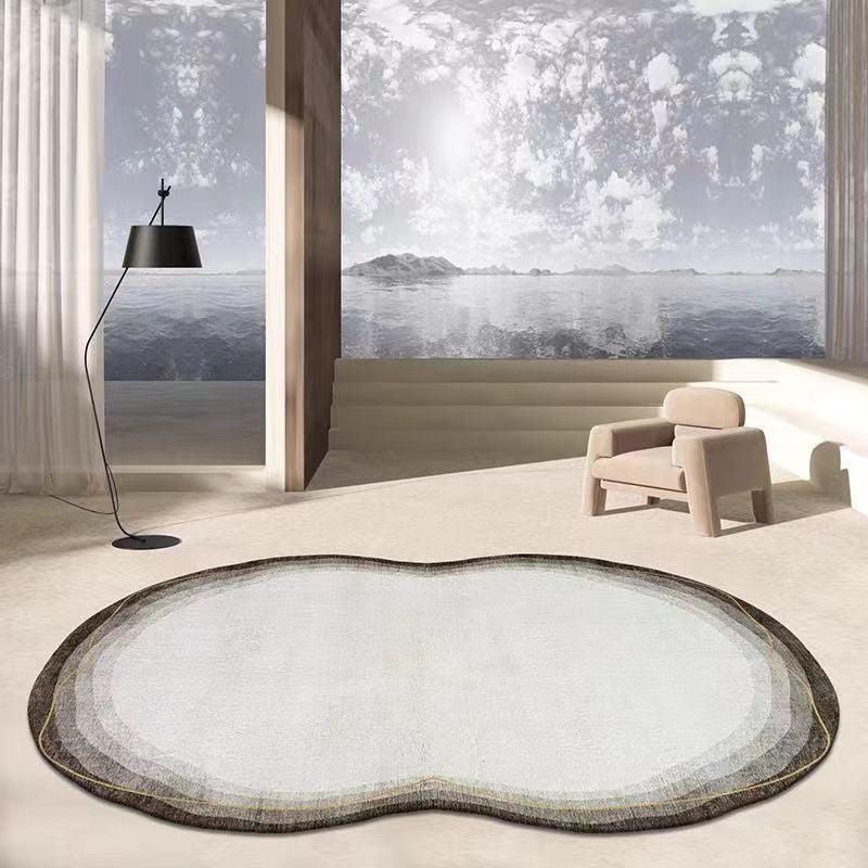 White Color Block Rug Polyester Modern Rug Stain Resistant Rug for Living Room