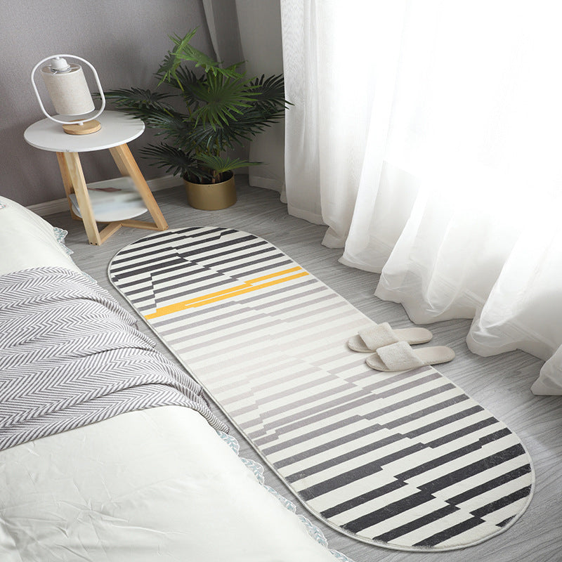 Green Casual Carpet Polyester Stripe Carpet Non-Slip Backing Rug for Drawing Room