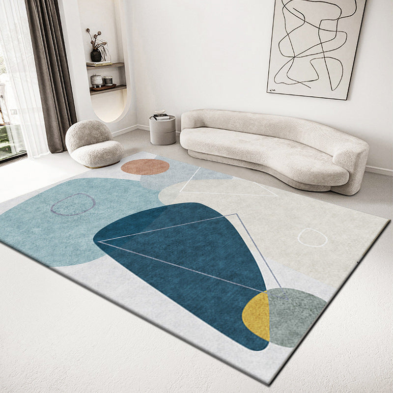 Grey Contrast Color Rug Polyester Modern Area Rug Washable Rug for Living Room