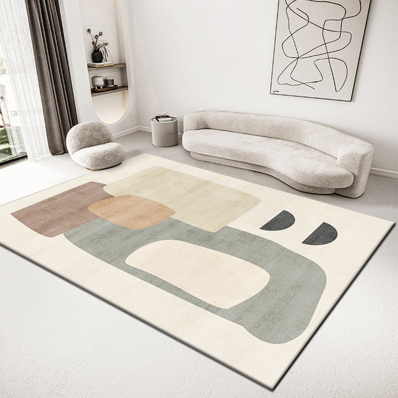 Grey Contrast Color Rug Polyester Modern Area Rug Washable Rug for Living Room