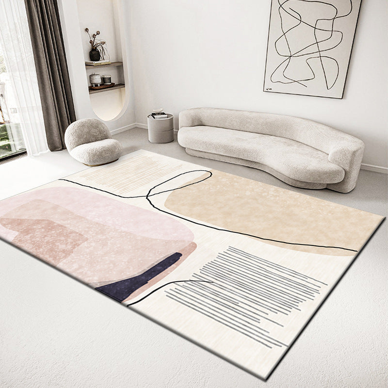 Grey Contrast Color Rug Polyester Modern Area Rug Washable Rug for Living Room