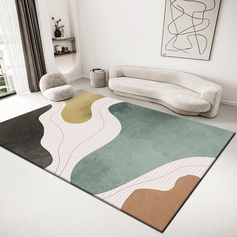 Grey Contrast Color Rug Polyester Modern Area Rug Washable Rug for Living Room