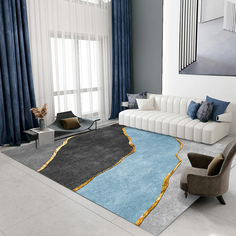 Gray Modern Rug Polyester Extravagant Rug Stain Resistant Rug for Home Decor