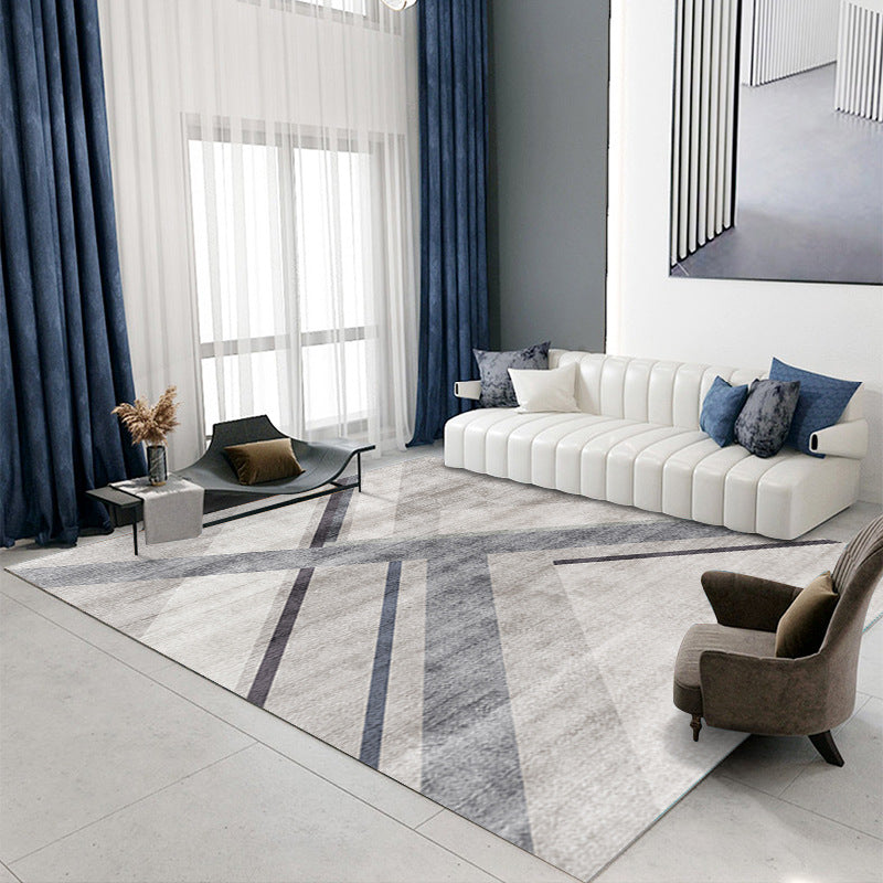 Gray Modern Rug Polyester Extravagant Rug Stain Resistant Rug for Home Decor