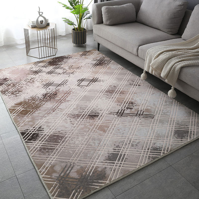 Brown Modern Area Rug Polyester Graphic Indoor Rug Stain Resistant Rug for Home Decor