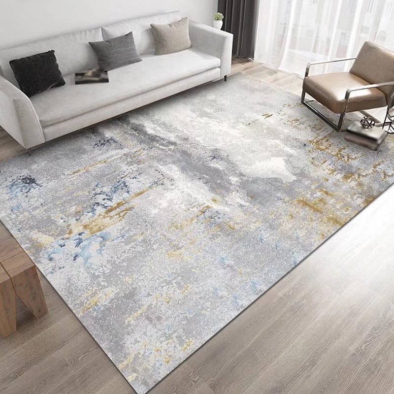 Beige Striped Rug Polyester Modern Rug Stain Resistant Rug for Living Room