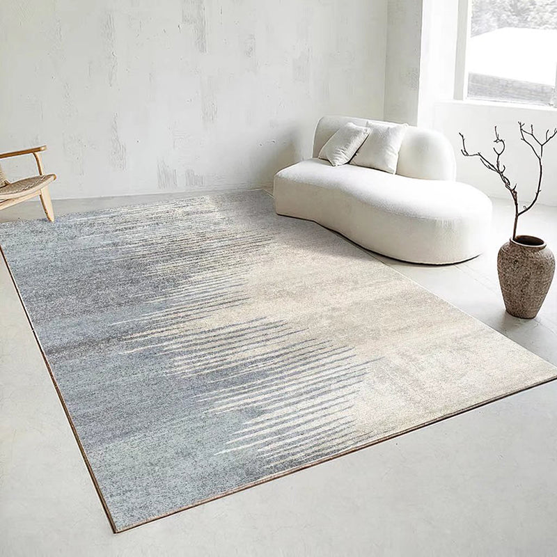 Beige Striped Rug Polyester Modern Rug Stain Resistant Rug for Living Room