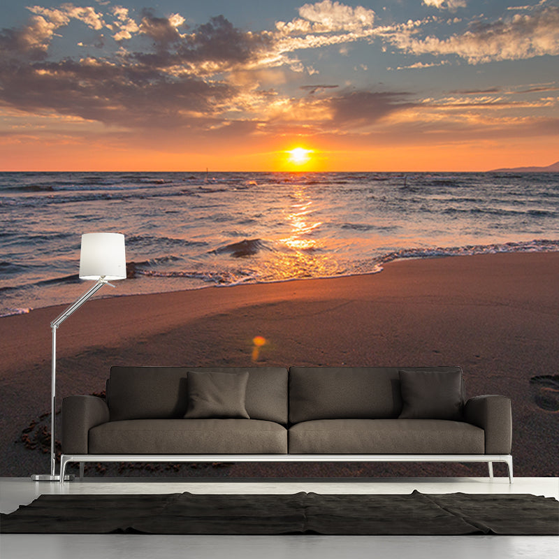 Modern Photography Mural Wallpaper Beautiful Beach Sitting Room Wall Mural