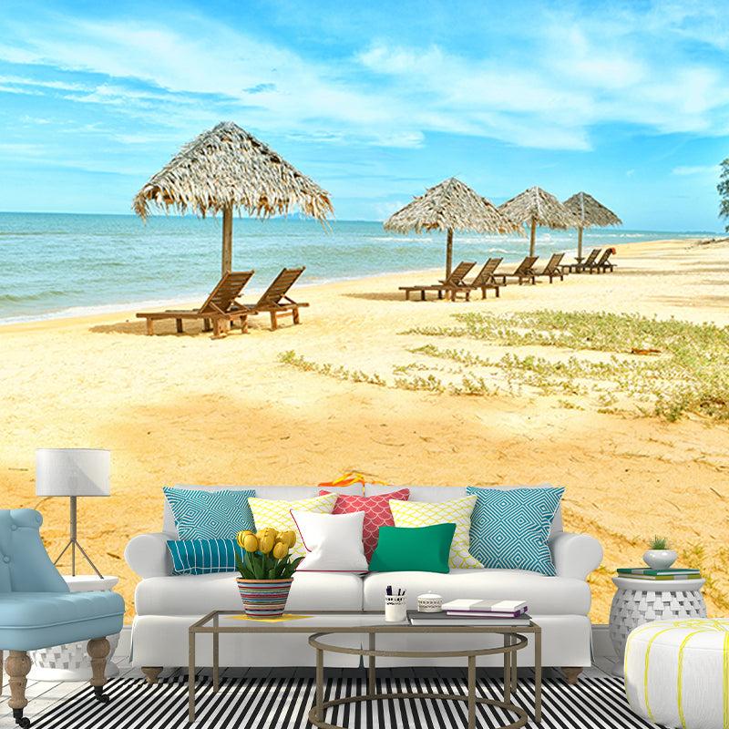 Modern Photography Mural Wallpaper Beautiful Beach Sitting Room Wall Mural