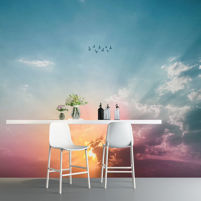 Environmental Wall Mural Wallpaper Setting Sun Living Room Wall Mural