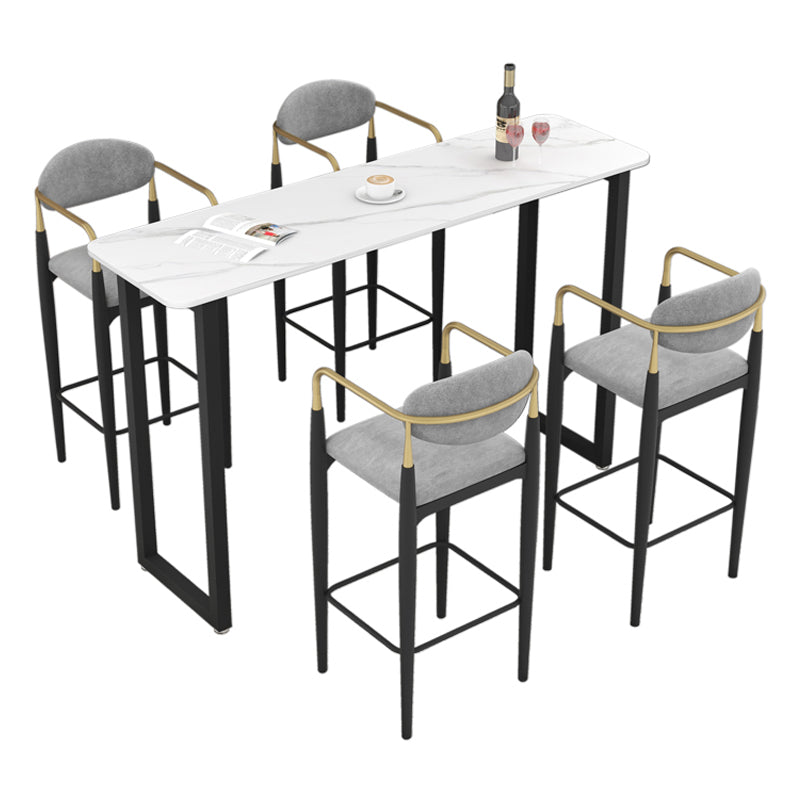 Modern Style Bar Table 42-inch Height Stone Top and Metal Pedestal Bistro Table