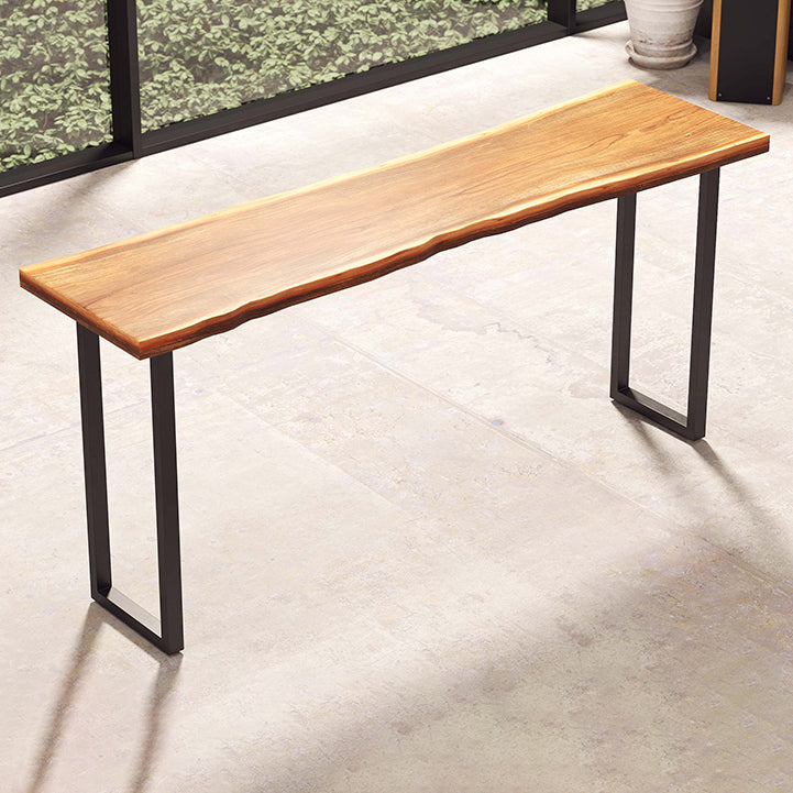 Pine Wood Bar Table Brown Industrial Bar Dining Table with Sled Base