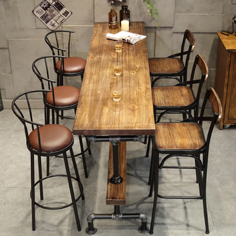 Rectangle Wood Top Bar Table 42-inch Height Industrial Style Bar Table