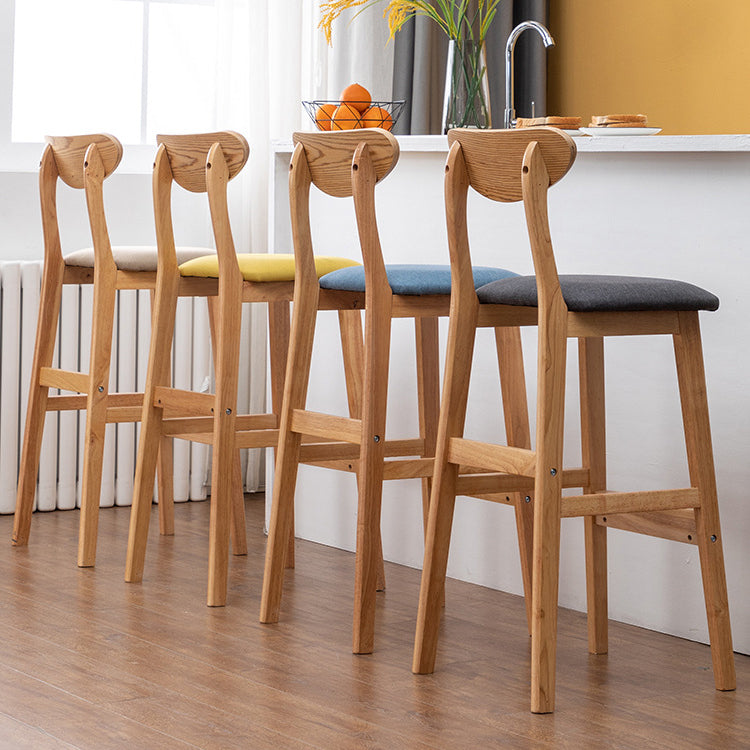 Rubberwood Coffee Shop Scandinavian Stool Matte Finish Upholstered Bar Stools