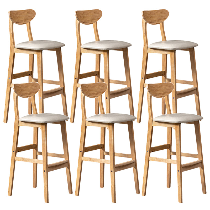 Rubberwood Coffee Shop Scandinavian Stool Matte Finish Upholstered Bar Stools