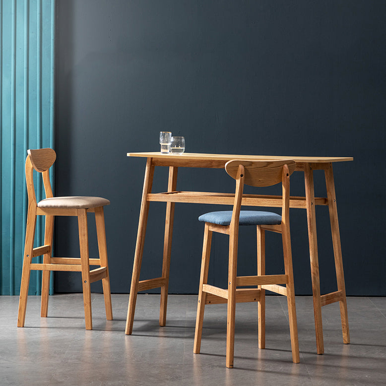 Rubberwood Coffee Shop Scandinavian Stool Matte Finish Upholstered Bar Stools