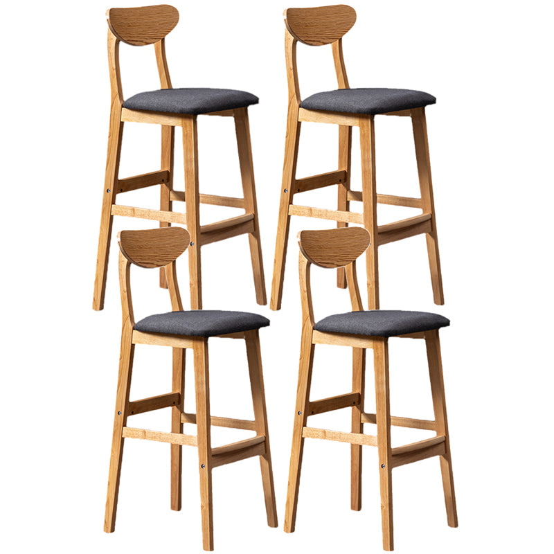 Rubberwood Coffee Shop Scandinavian Stool Matte Finish Upholstered Bar Stools