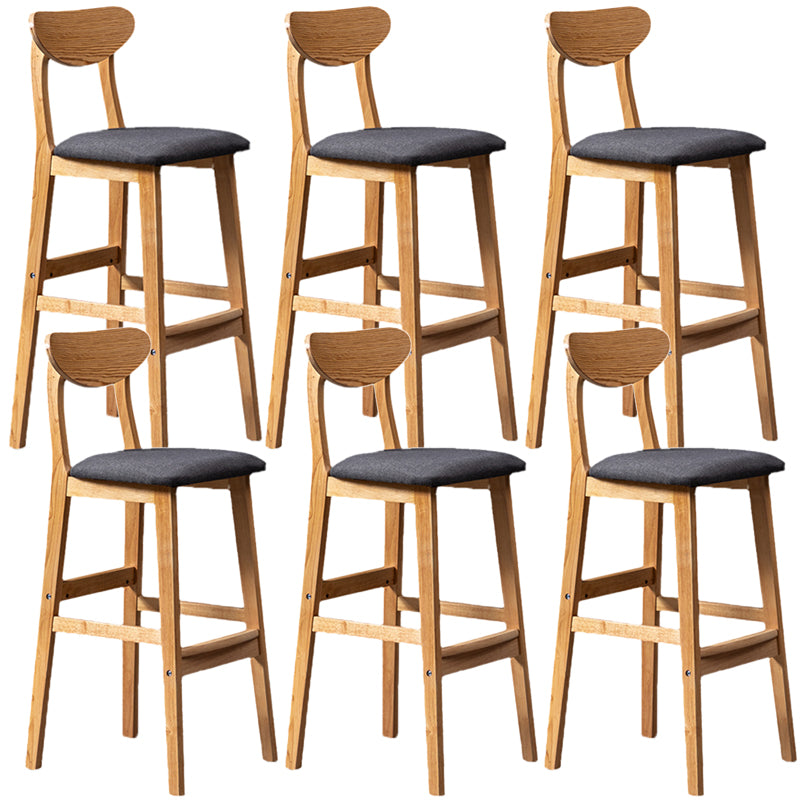 Rubberwood Coffee Shop Scandinavian Stool Matte Finish Upholstered Bar Stools