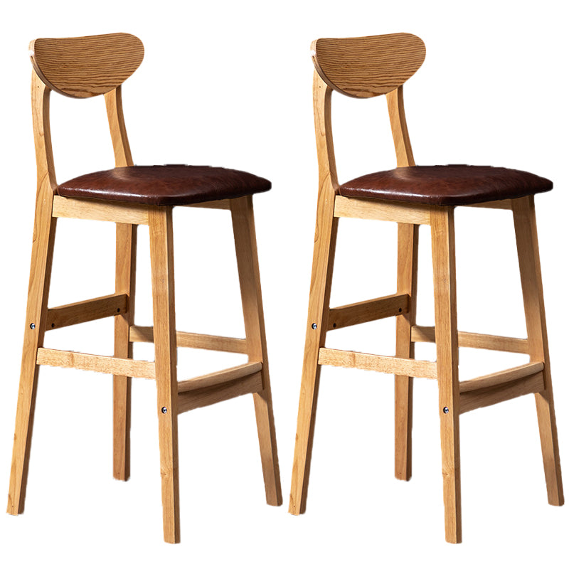 Rubberwood Coffee Shop Scandinavian Stool Matte Finish Upholstered Bar Stools