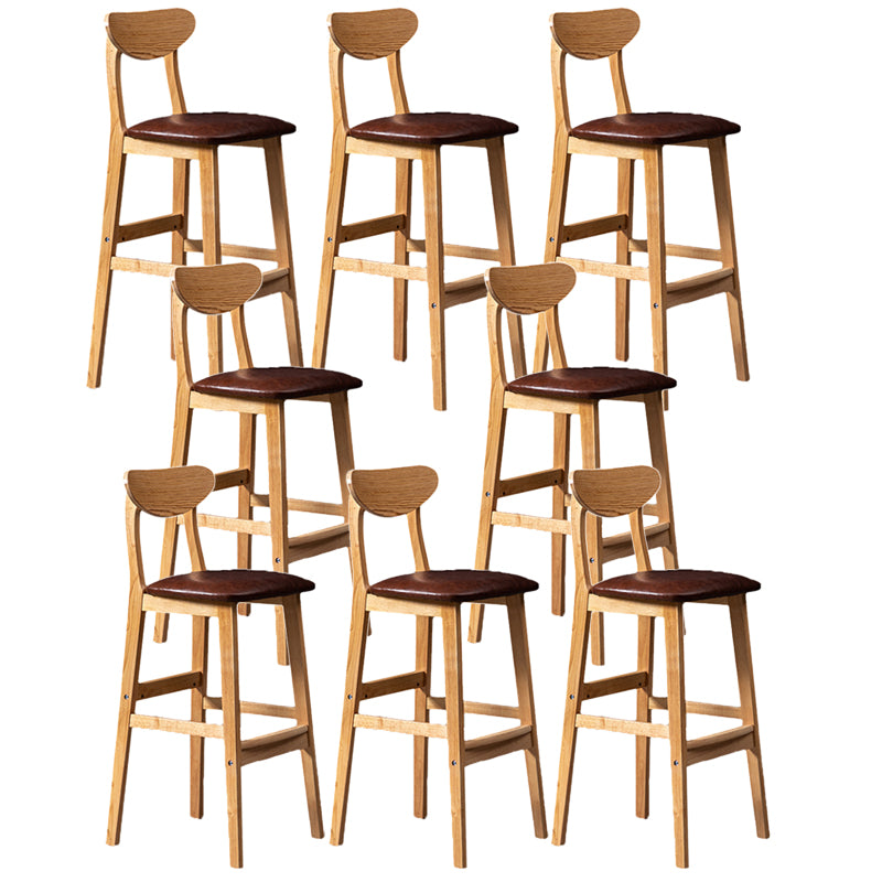 Rubberwood Coffee Shop Scandinavian Stool Matte Finish Upholstered Bar Stools