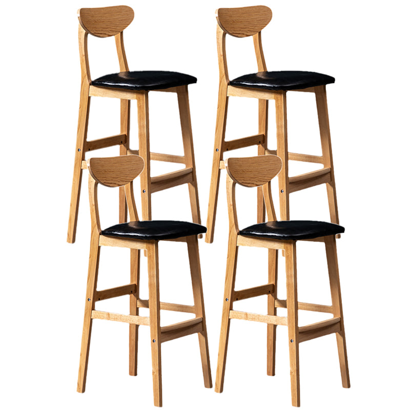 Rubberwood Coffee Shop Scandinavian Stool Matte Finish Upholstered Bar Stools