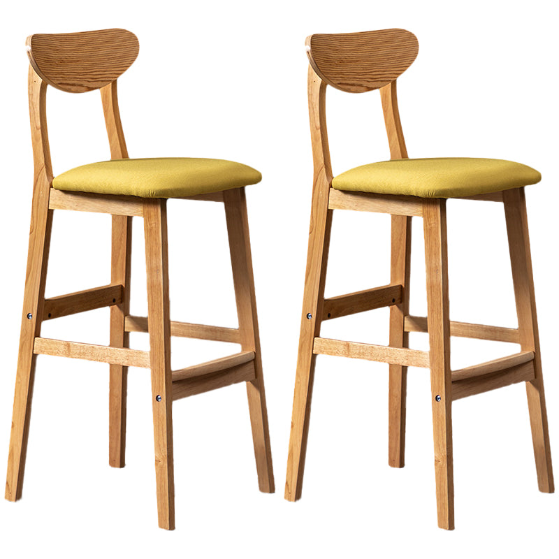 Rubberwood Coffee Shop Scandinavian Stool Matte Finish Upholstered Bar Stools