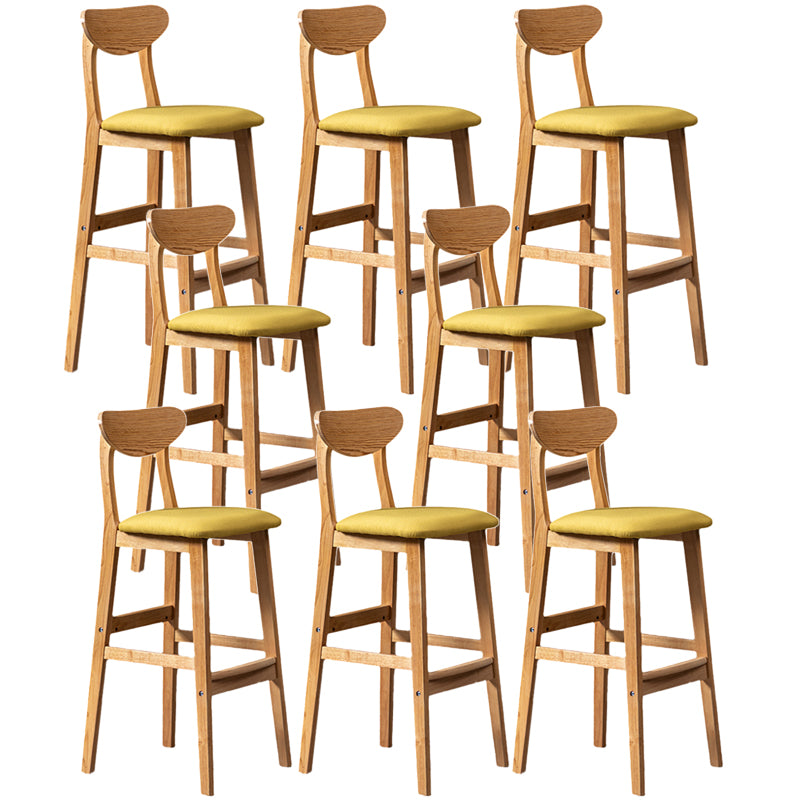 Rubberwood Coffee Shop Scandinavian Stool Matte Finish Upholstered Bar Stools