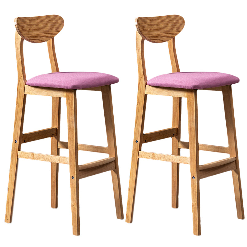 Rubberwood Coffee Shop Scandinavian Stool Matte Finish Upholstered Bar Stools