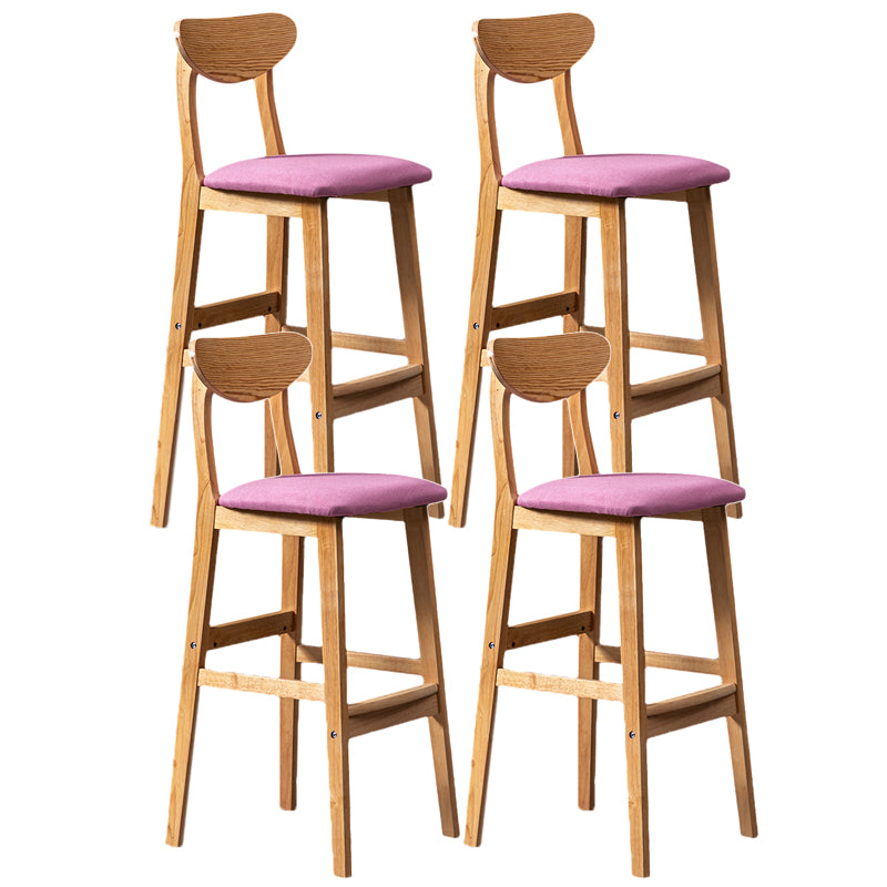 Rubberwood Coffee Shop Scandinavian Stool Matte Finish Upholstered Bar Stools