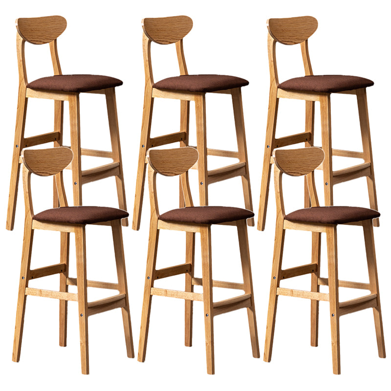 Rubberwood Coffee Shop Scandinavian Stool Matte Finish Upholstered Bar Stools