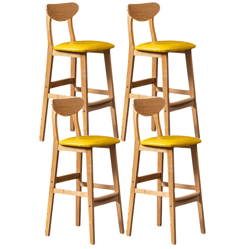 Rubberwood Coffee Shop Scandinavian Stool Matte Finish Upholstered Bar Stools